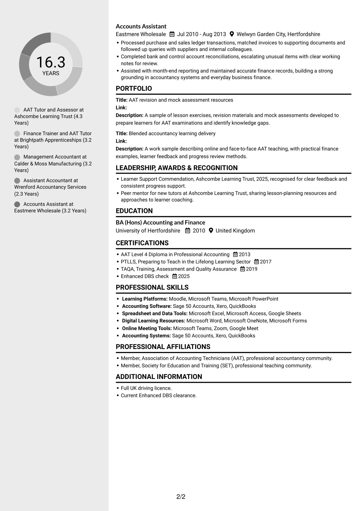 CV example — page 2