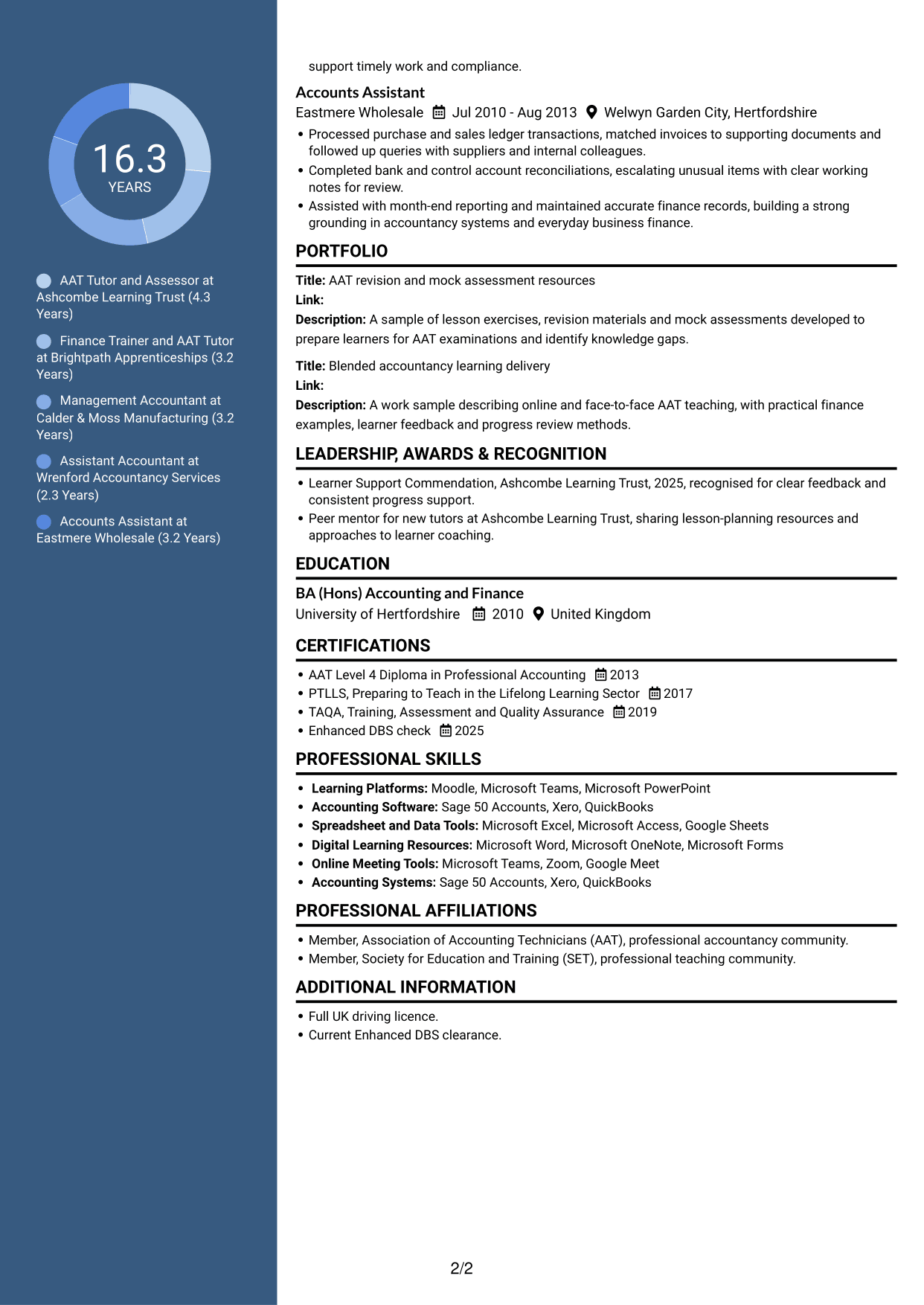 CV example — page 2