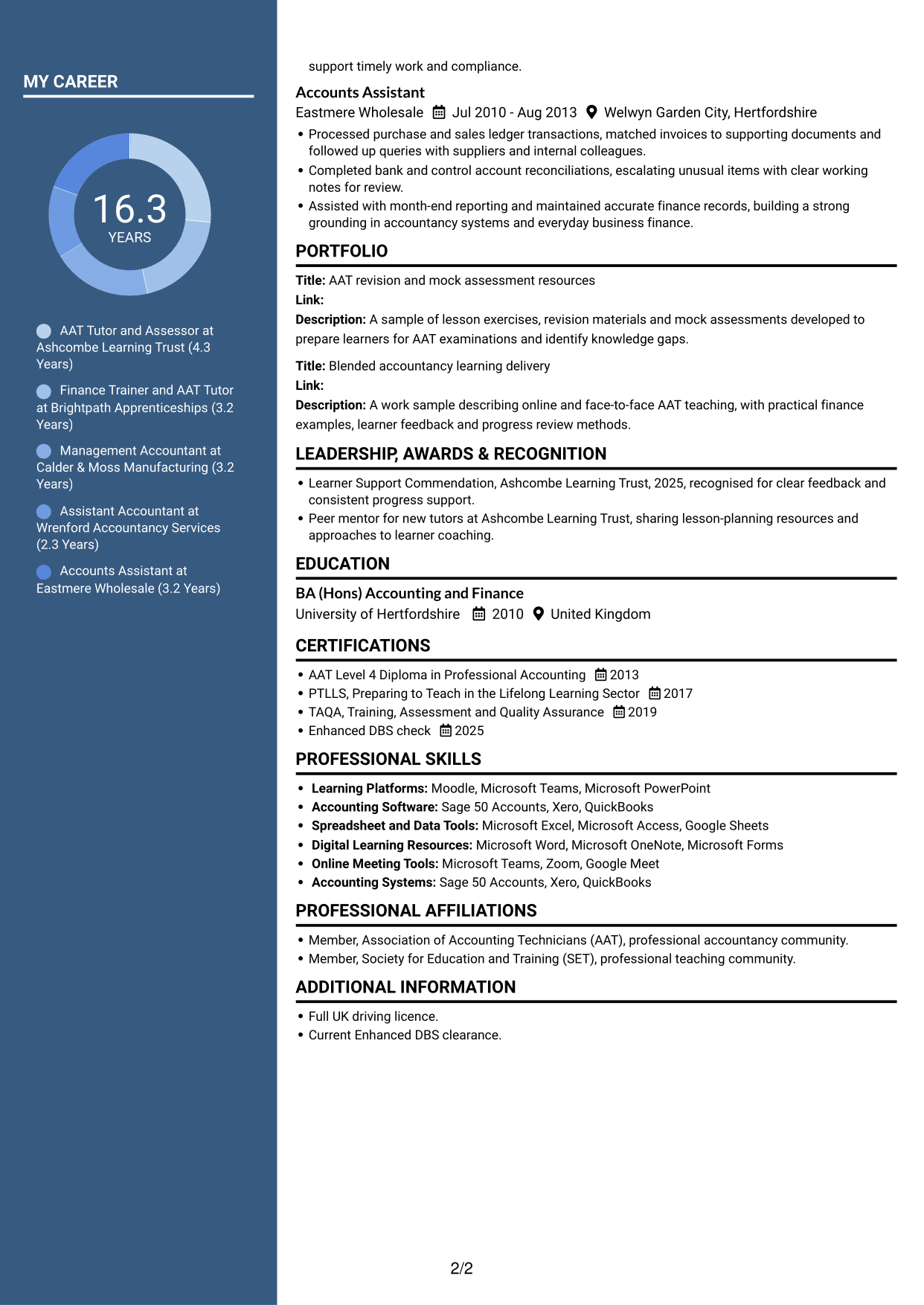 CV example — page 2