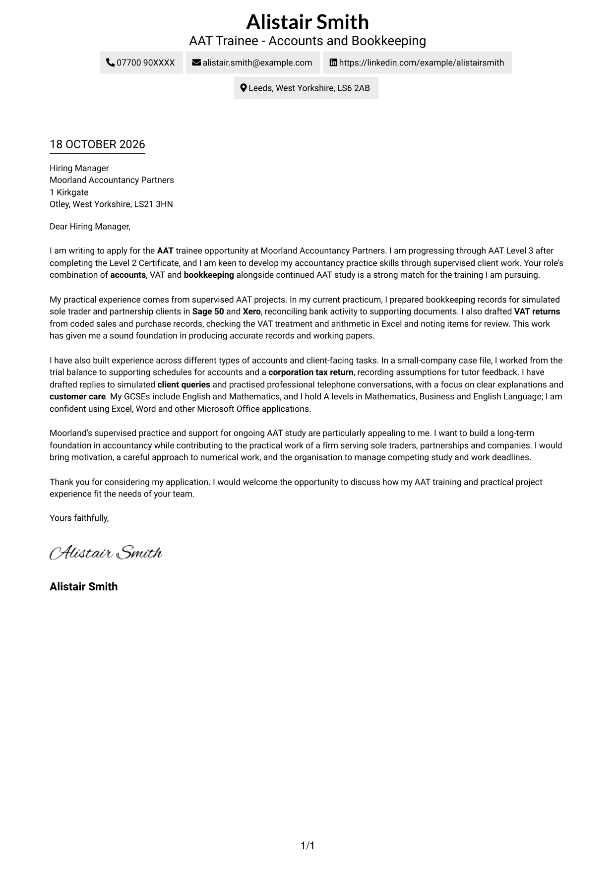 Cover letter example — page 1