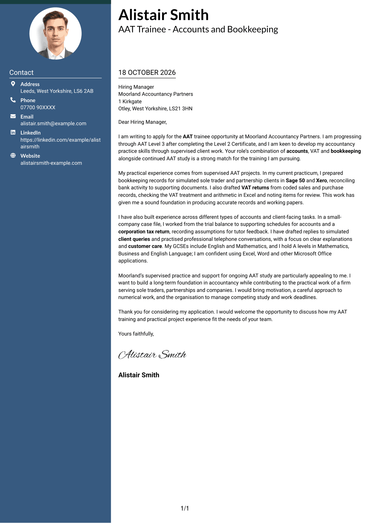 Cover letter example — page 1