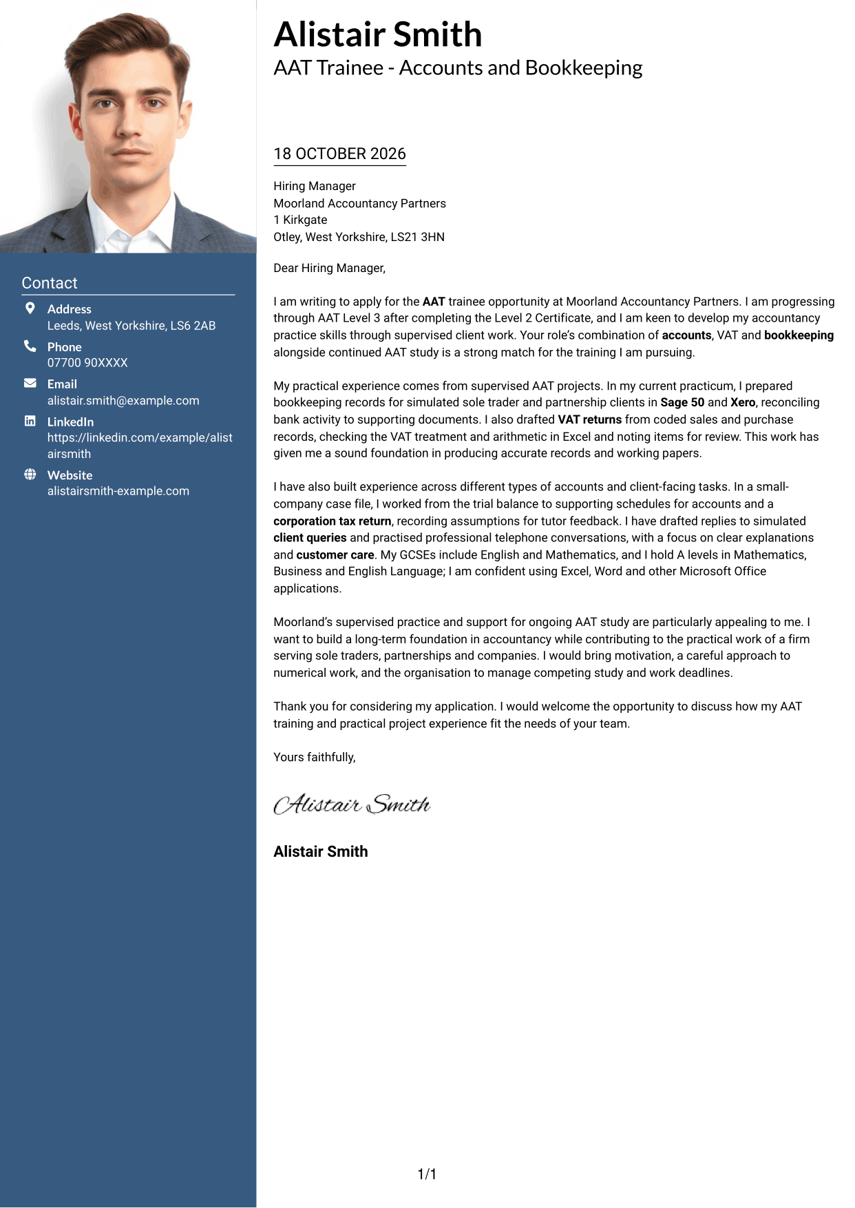 Cover letter example — page 1