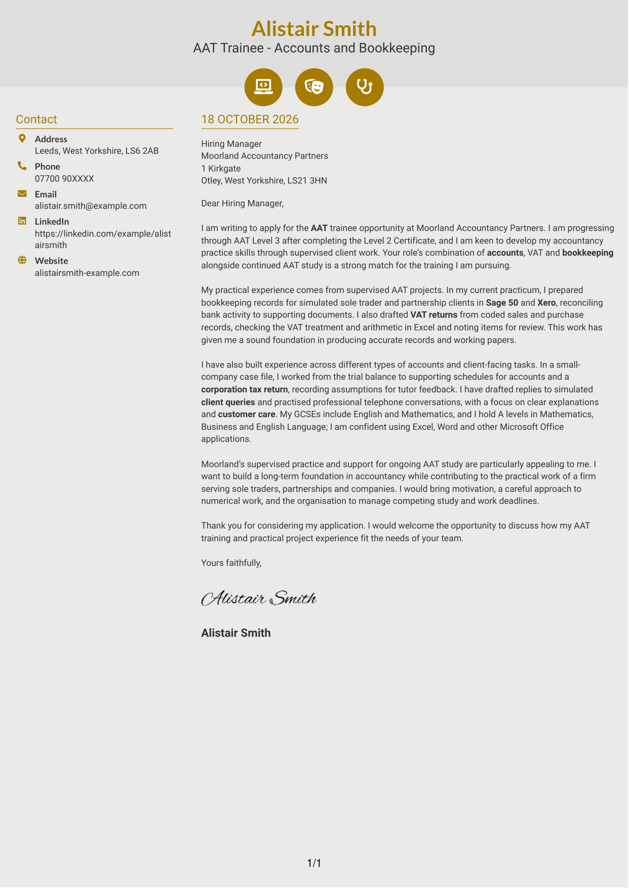 Cover letter example — page 1