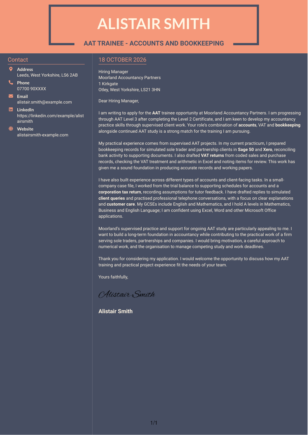 Cover letter example — page 1