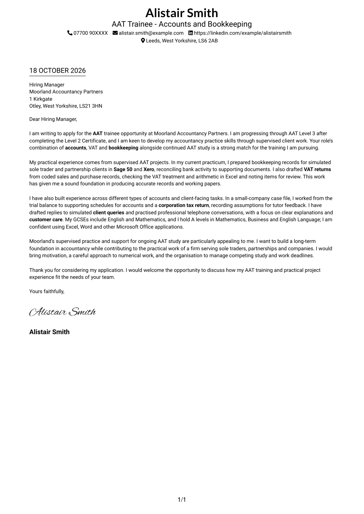 Cover letter example — page 1