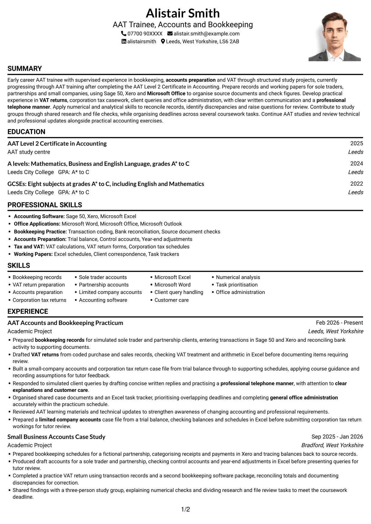CV example — page 1