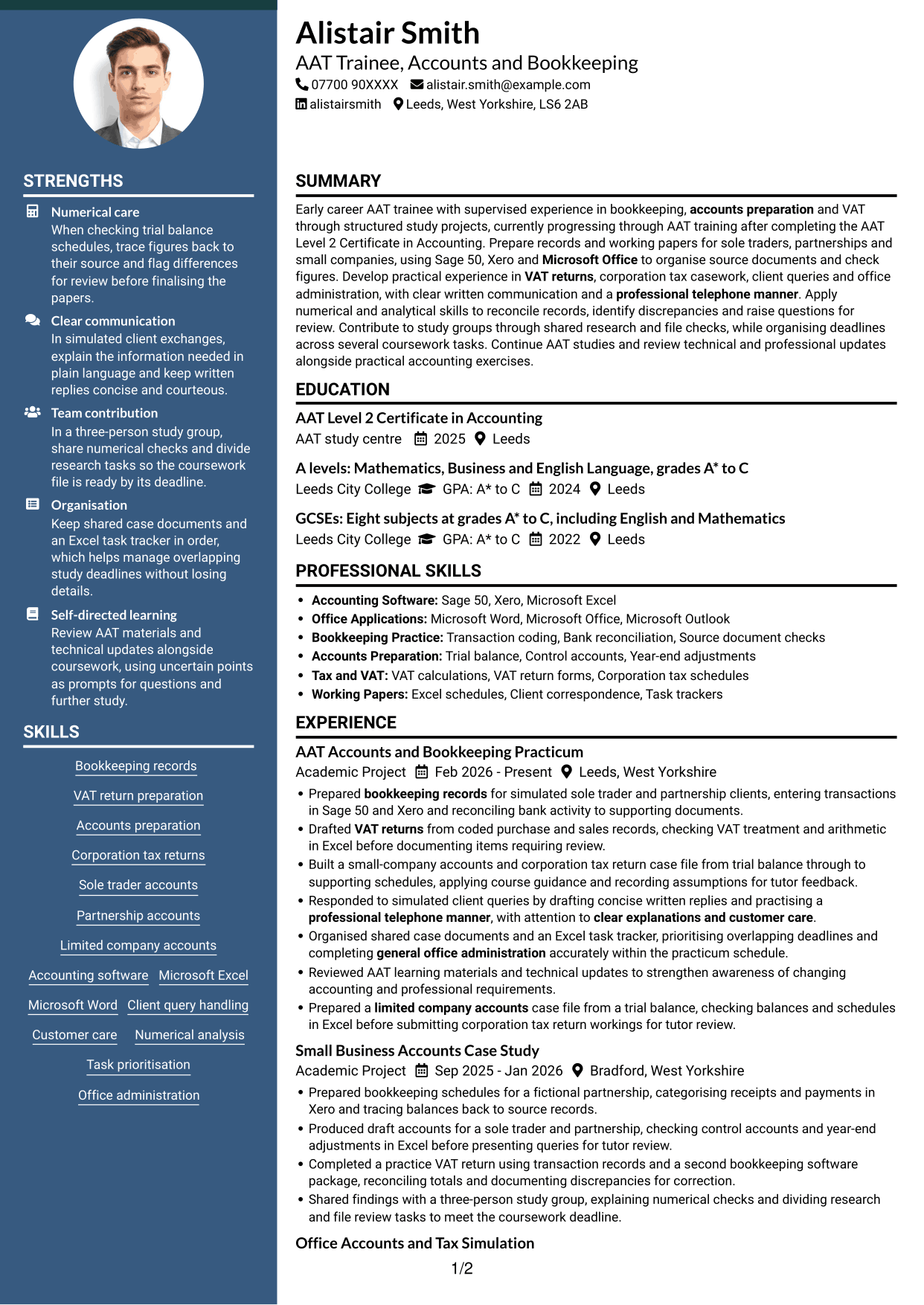 CV example — page 1
