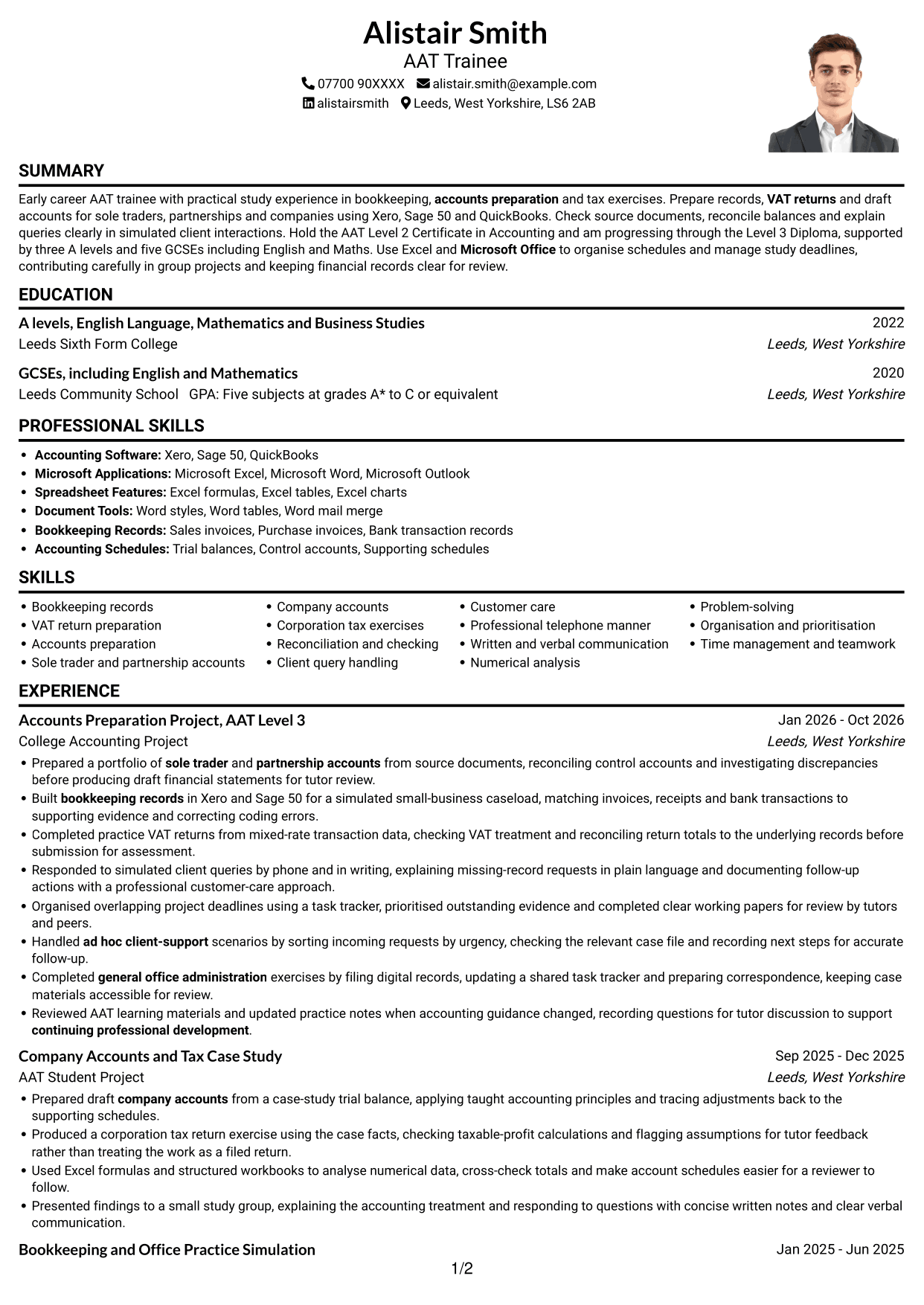 CV example — page 1
