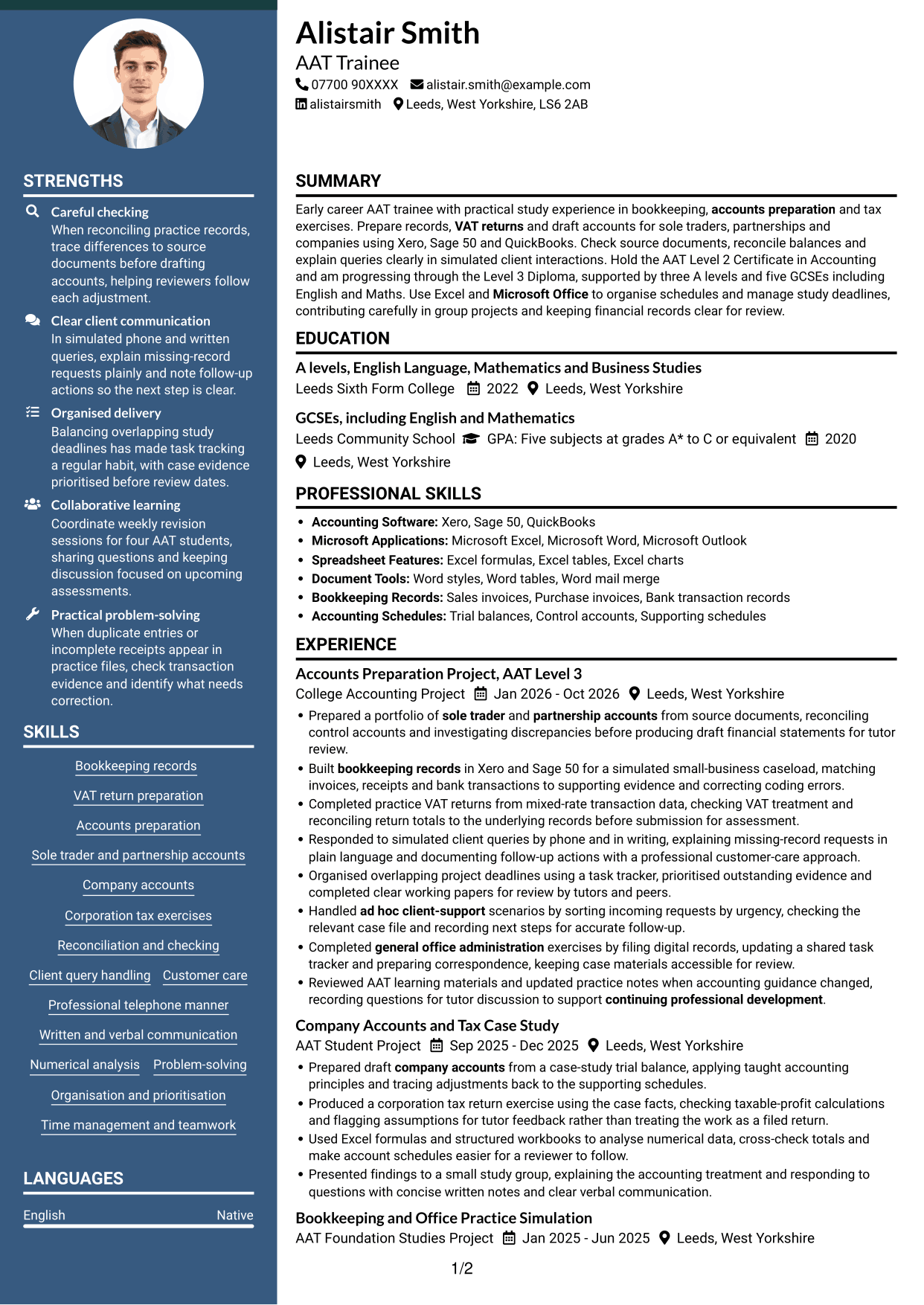 CV example — page 1
