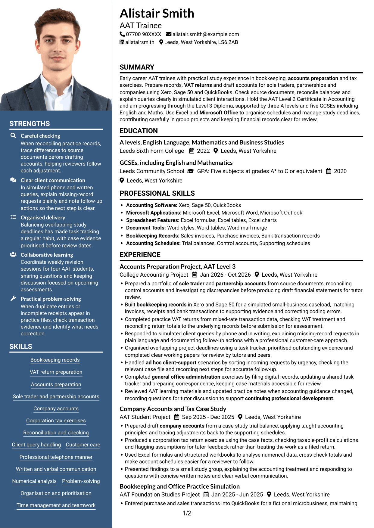 CV example — page 1