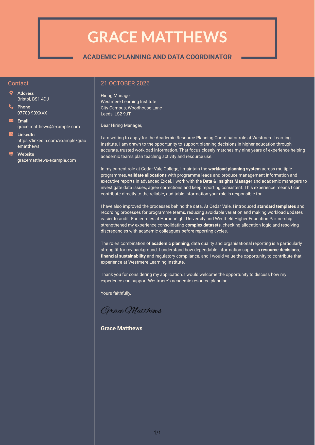 Cover letter example — page 1