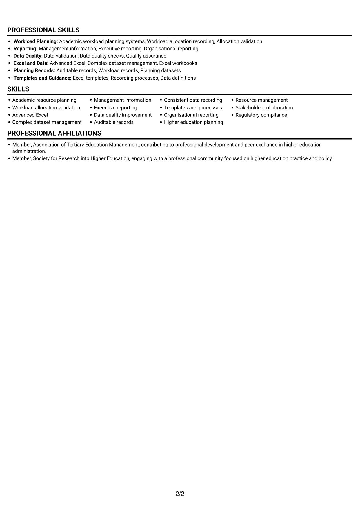 CV example — page 2