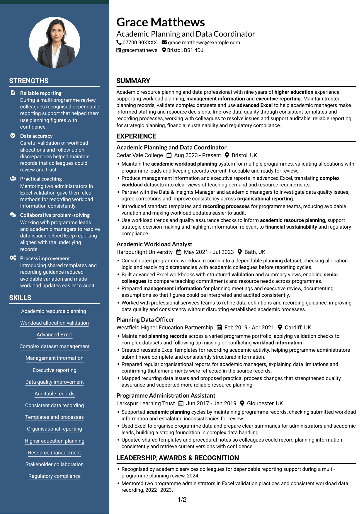CV example — page 1