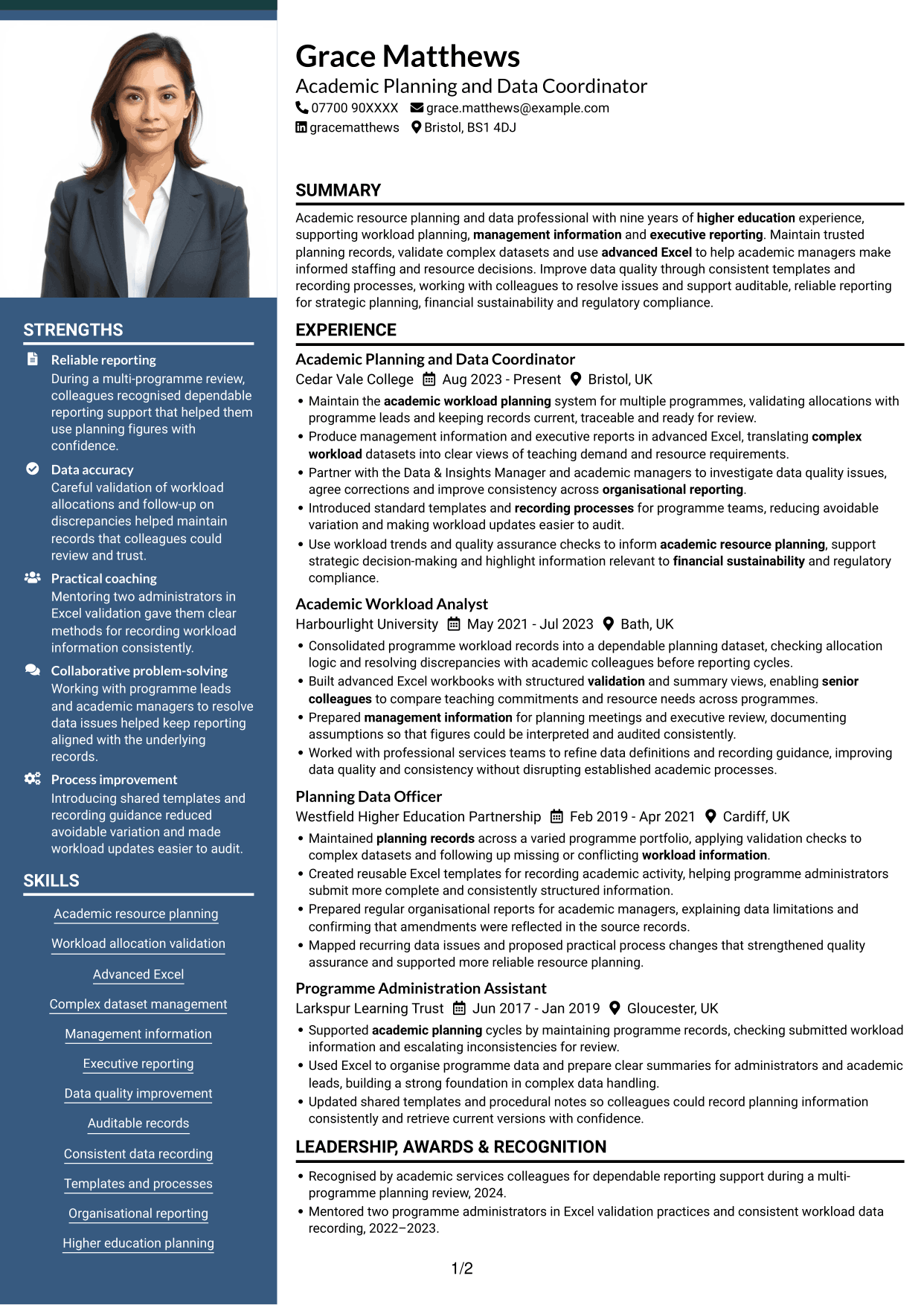 CV example — page 1