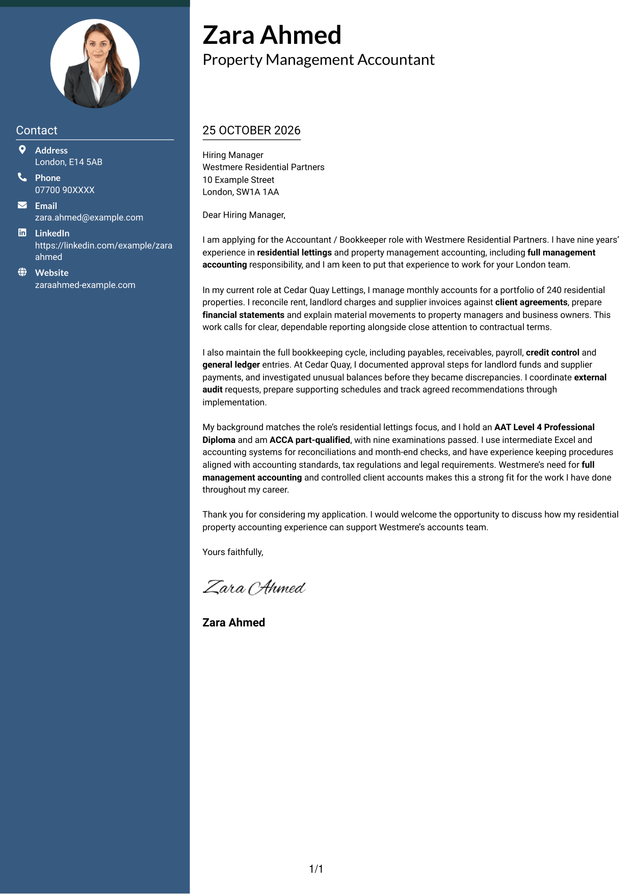 Cover letter example — page 1