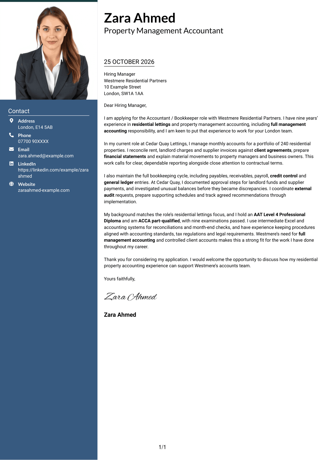 Cover letter example — page 1