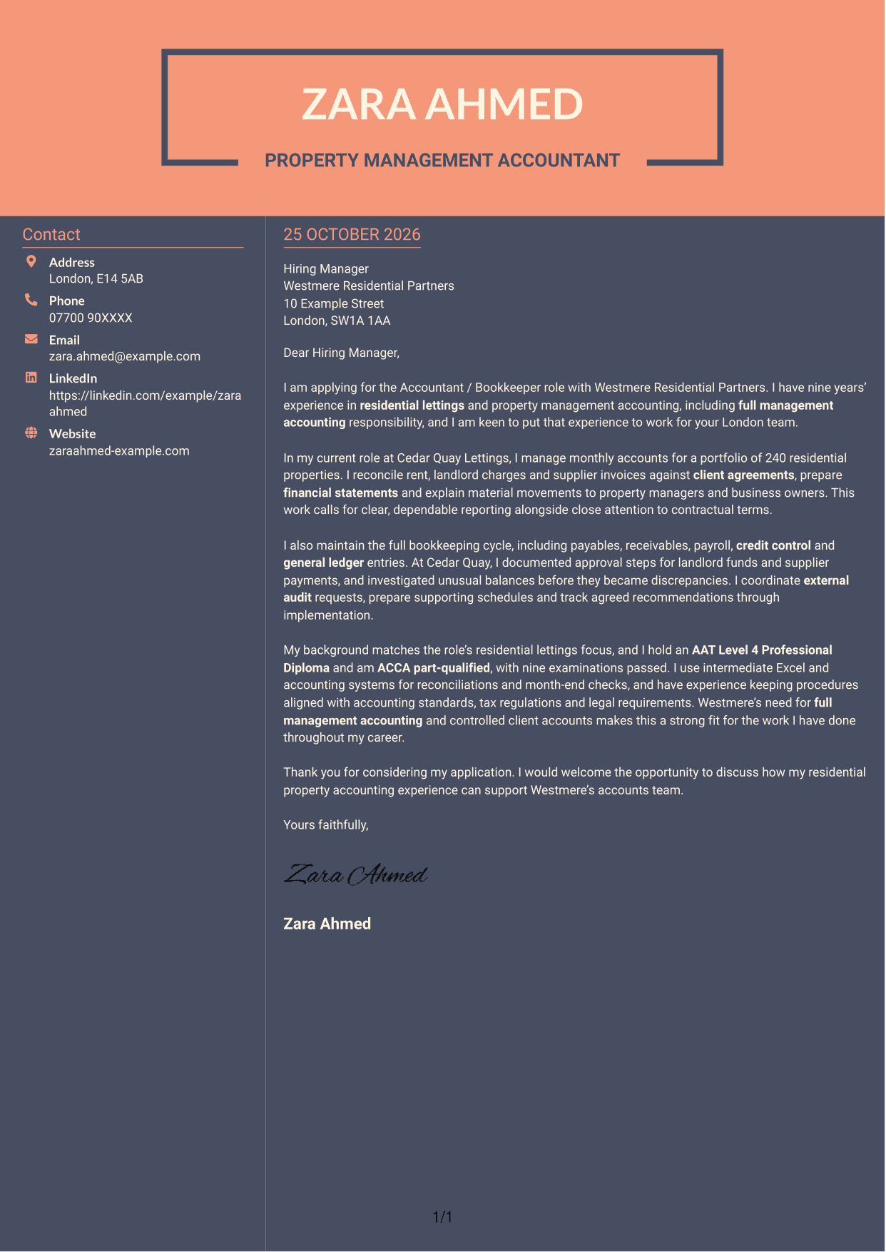 Cover letter example — page 1