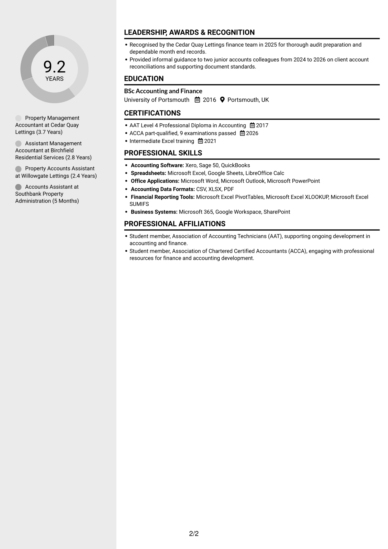 CV example — page 2
