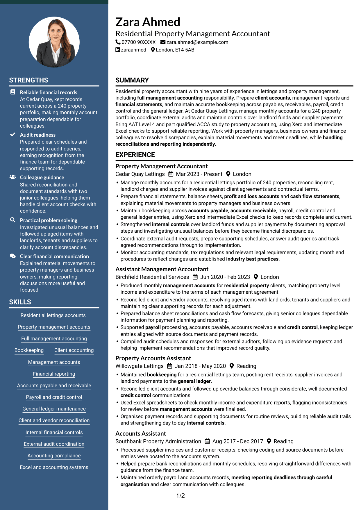 CV example — page 1