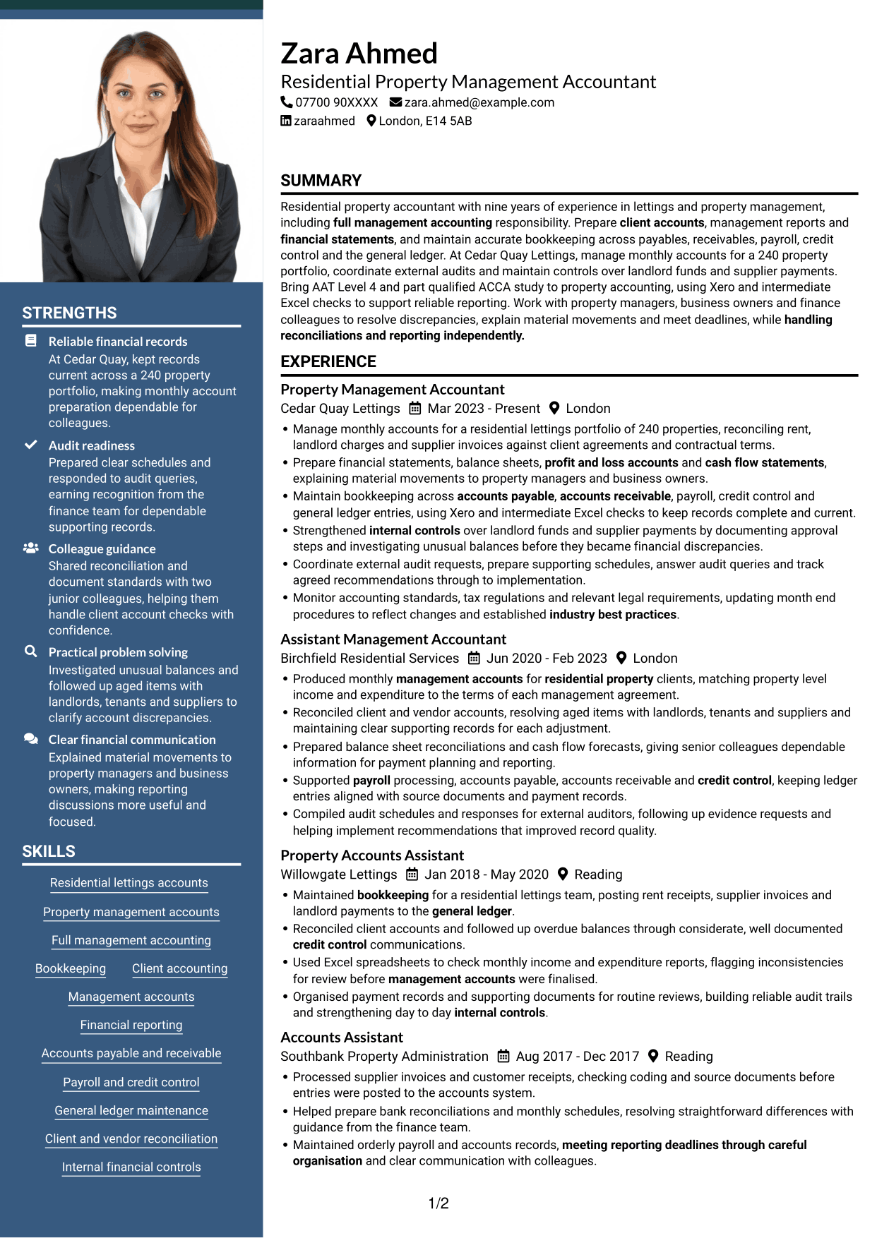 CV example — page 1