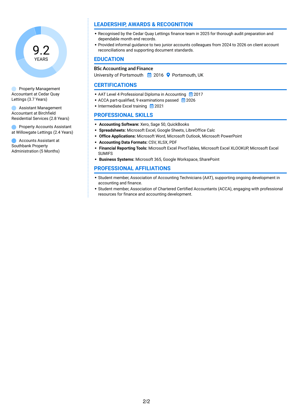CV example — page 2