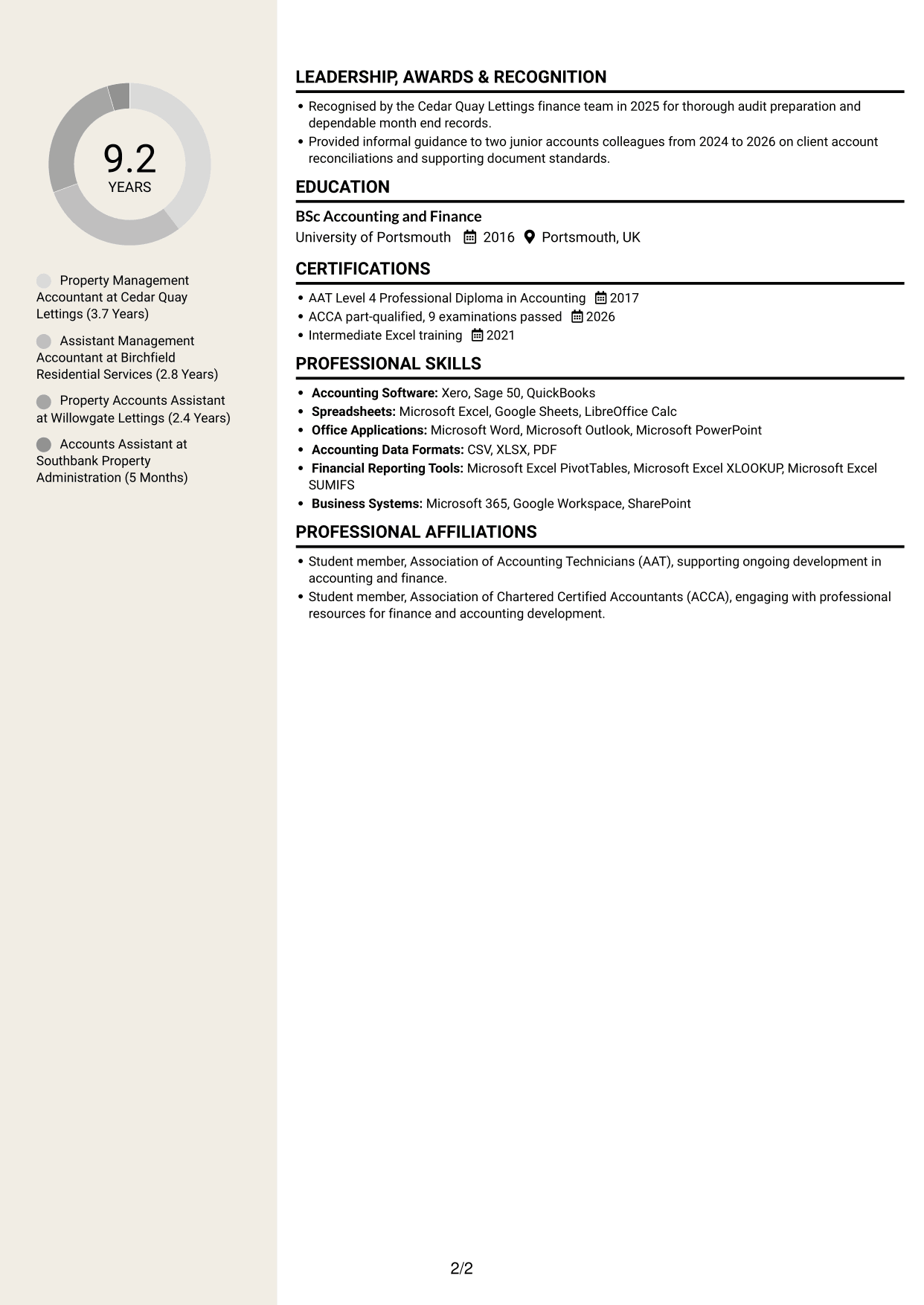 CV example — page 2