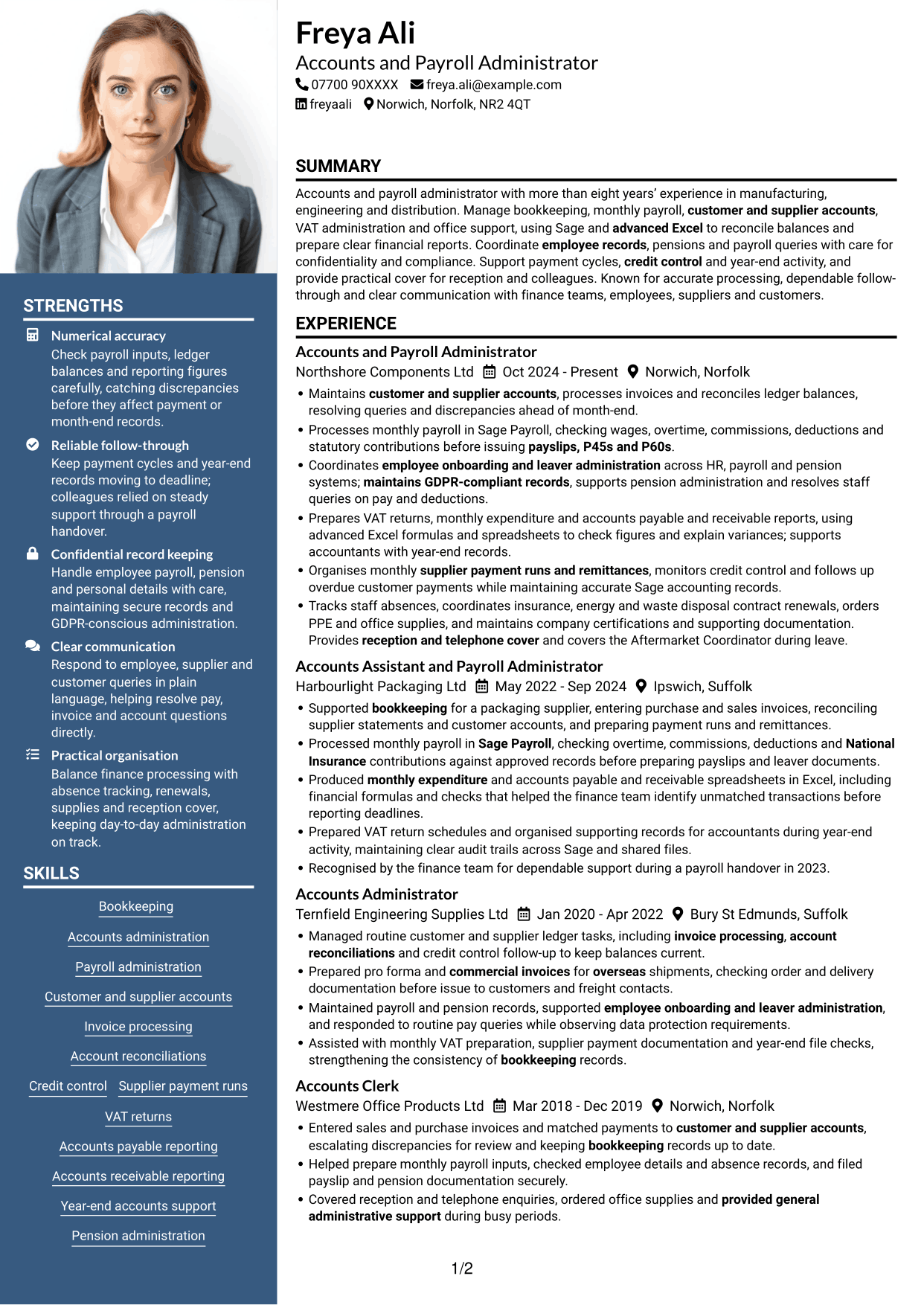 CV example — page 1