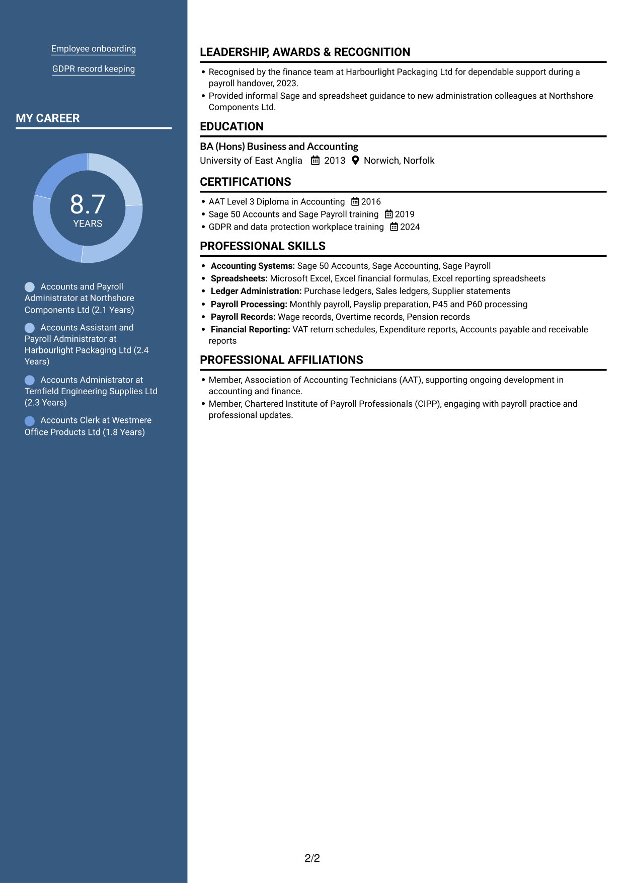 CV example — page 2
