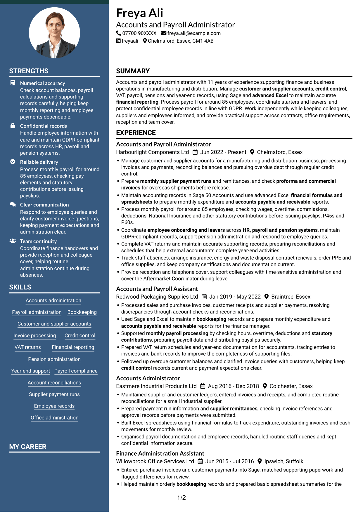 CV example — page 1