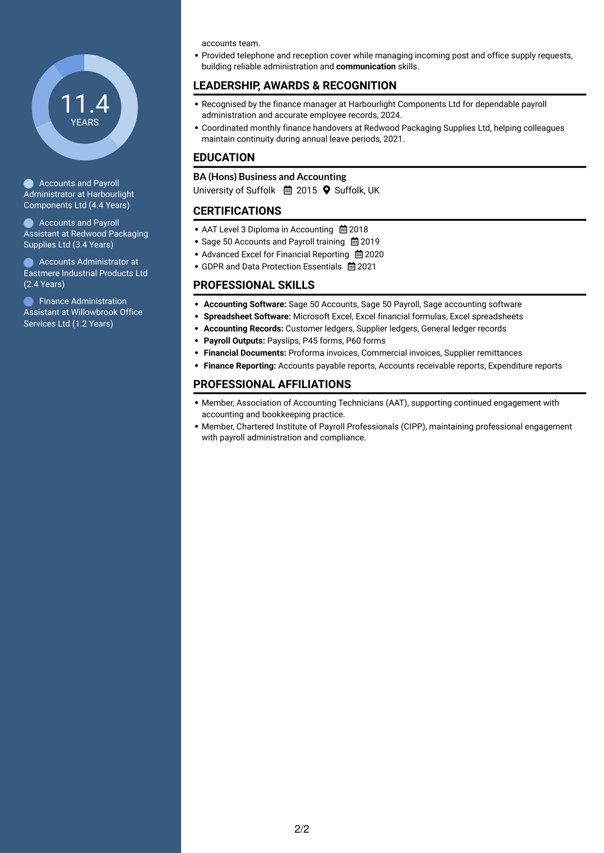 CV example — page 2