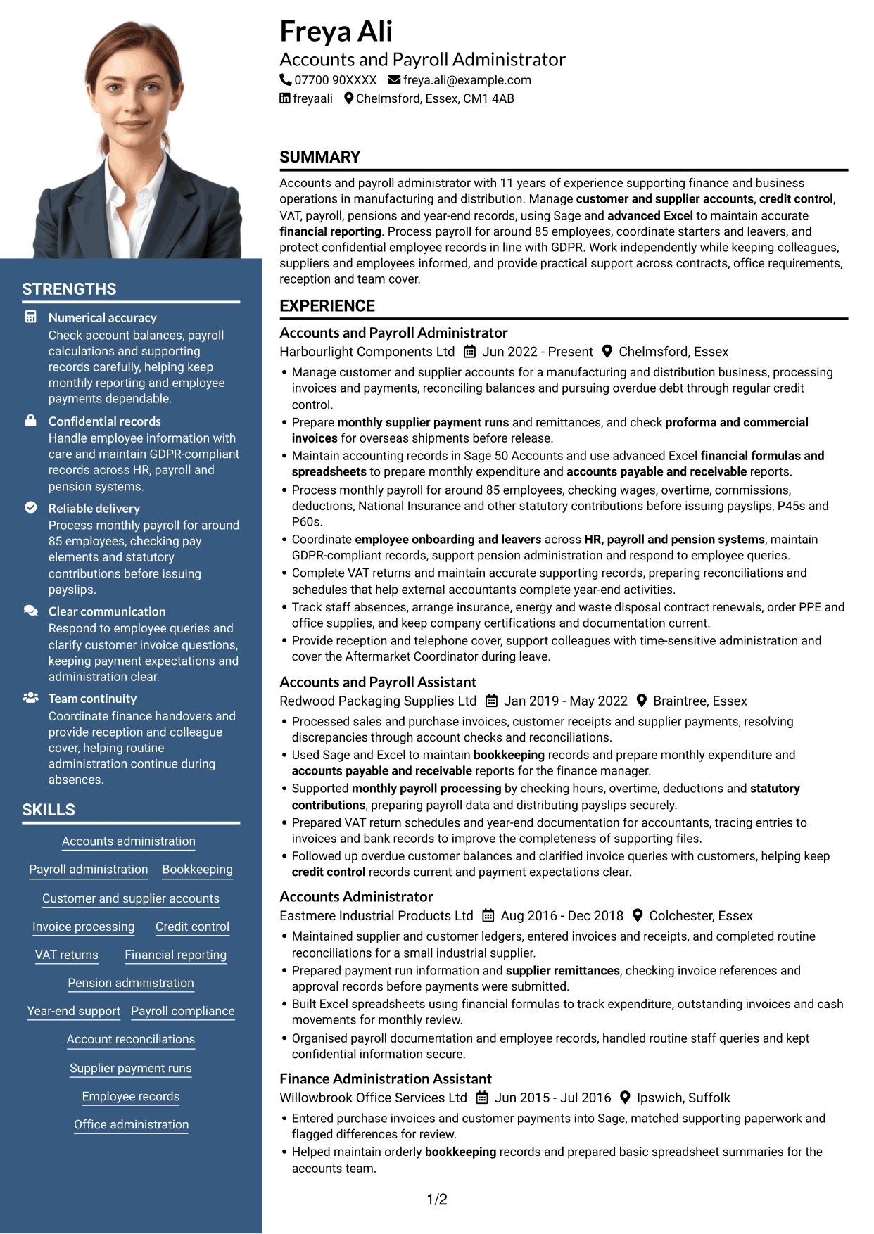 CV example — page 1