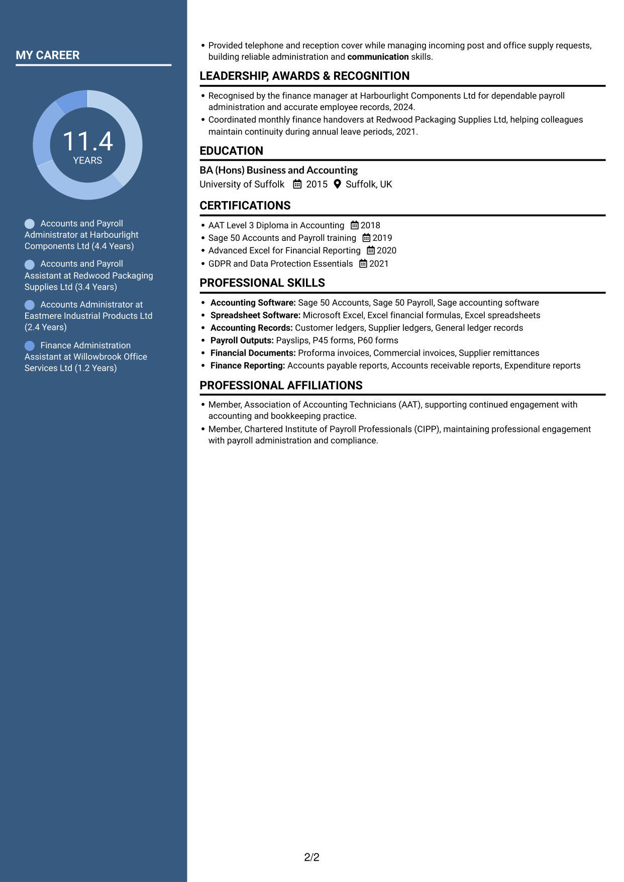 CV example — page 2