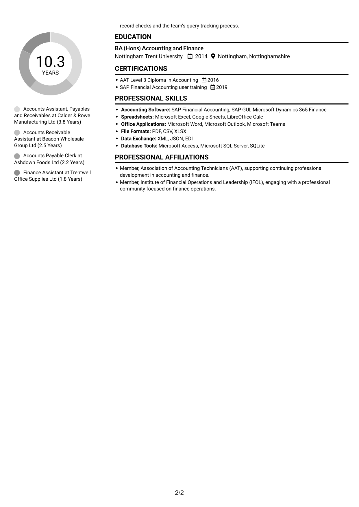 CV example — page 2