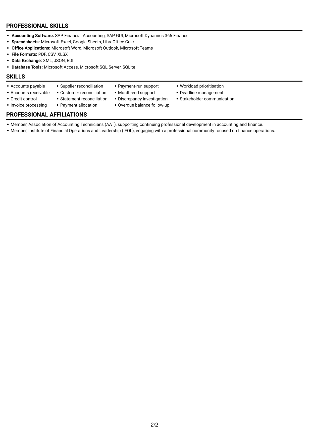 CV example — page 2