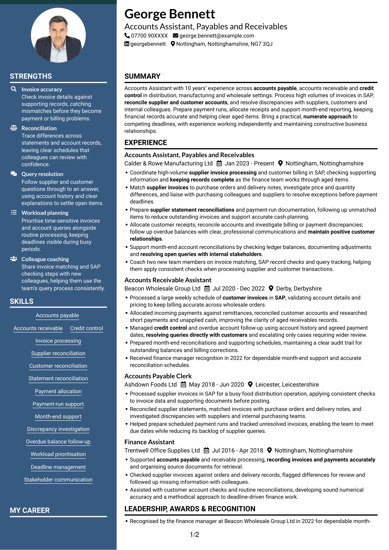 CV example — page 1