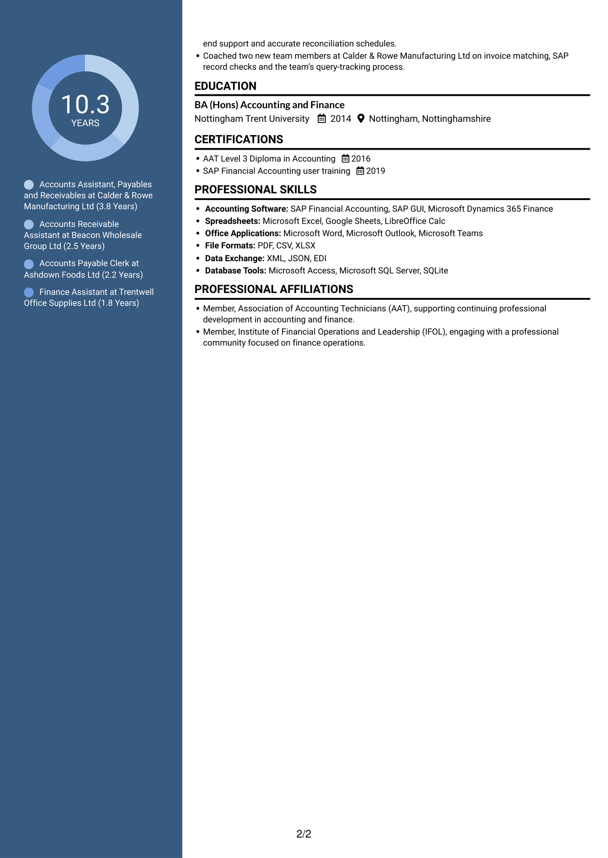 CV example — page 2