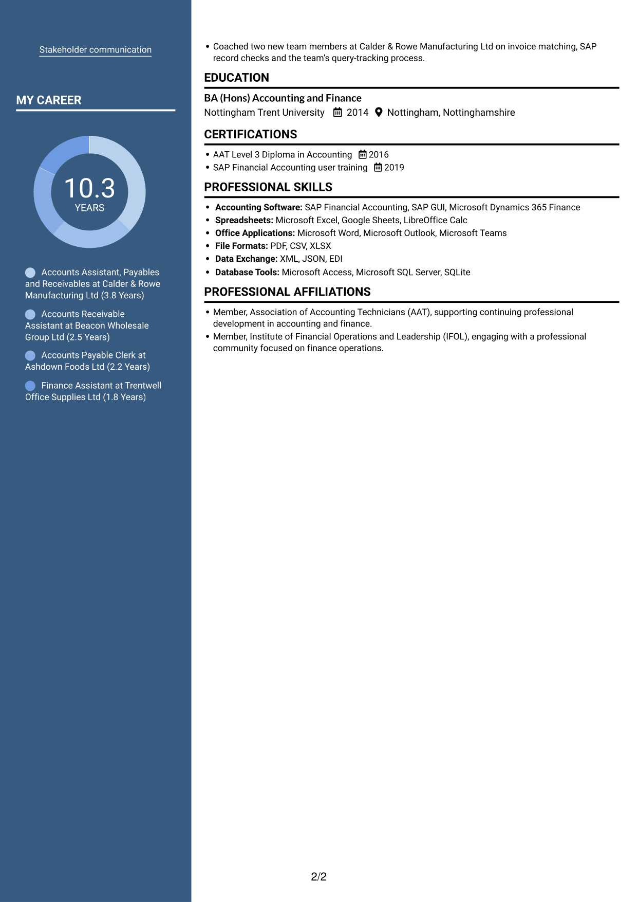 CV example — page 2