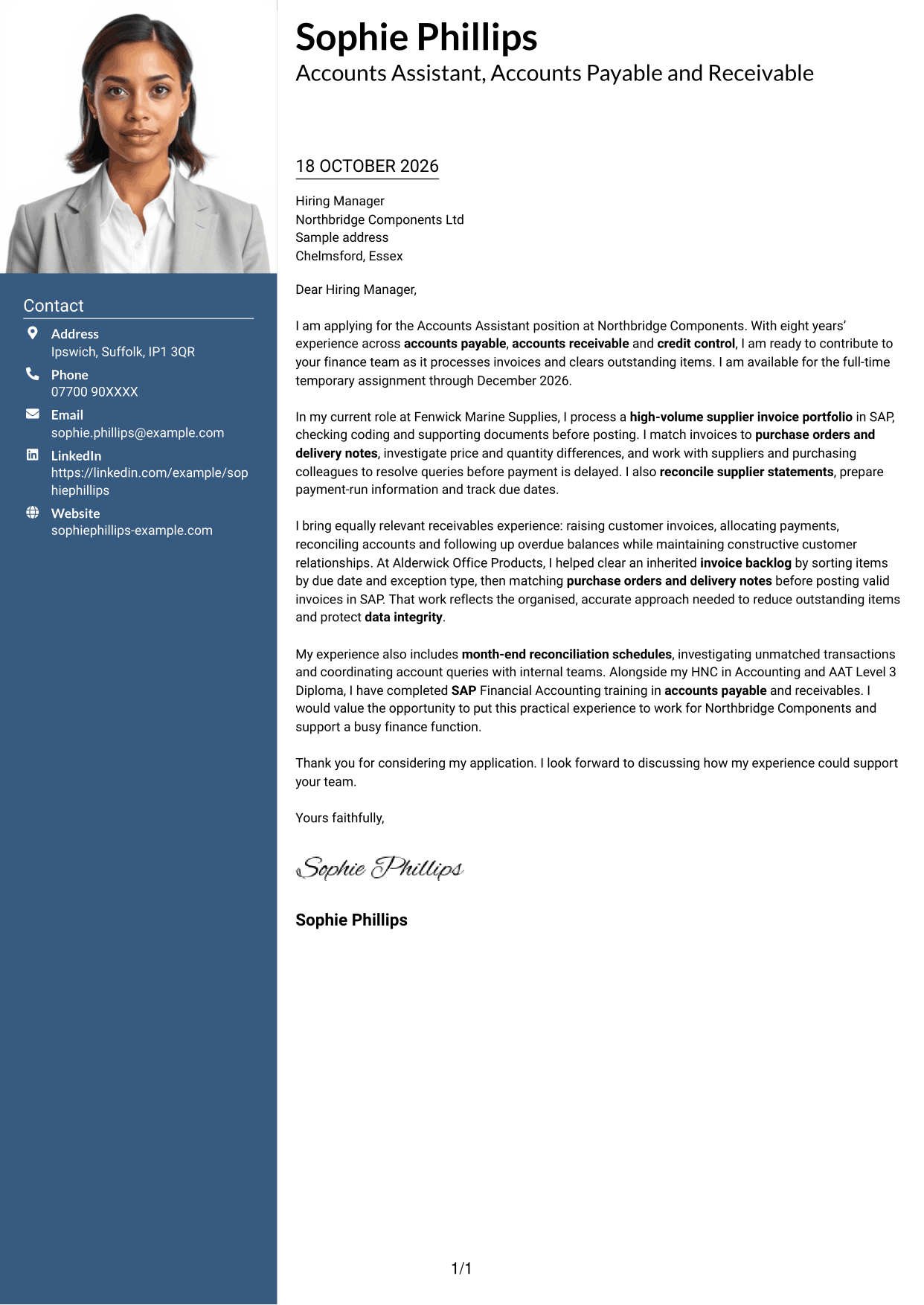 Cover letter example — page 1
