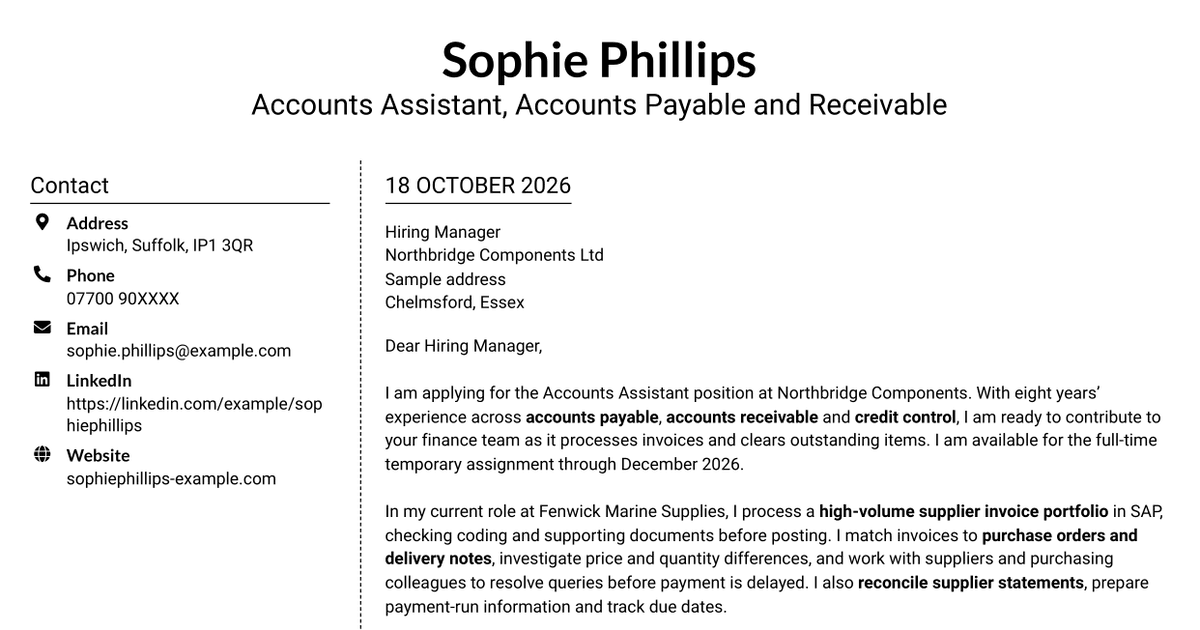 7 Accounts Assistant - Accounts Payable and Receivable Cover Letter Templates with Example