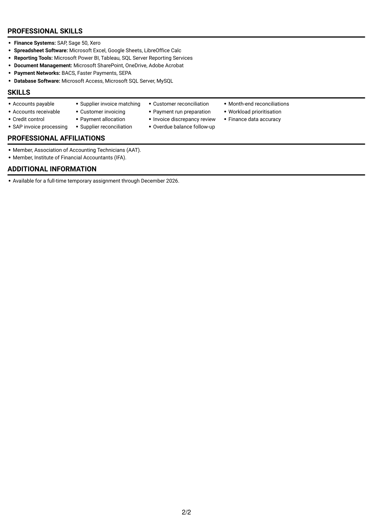 CV example — page 2