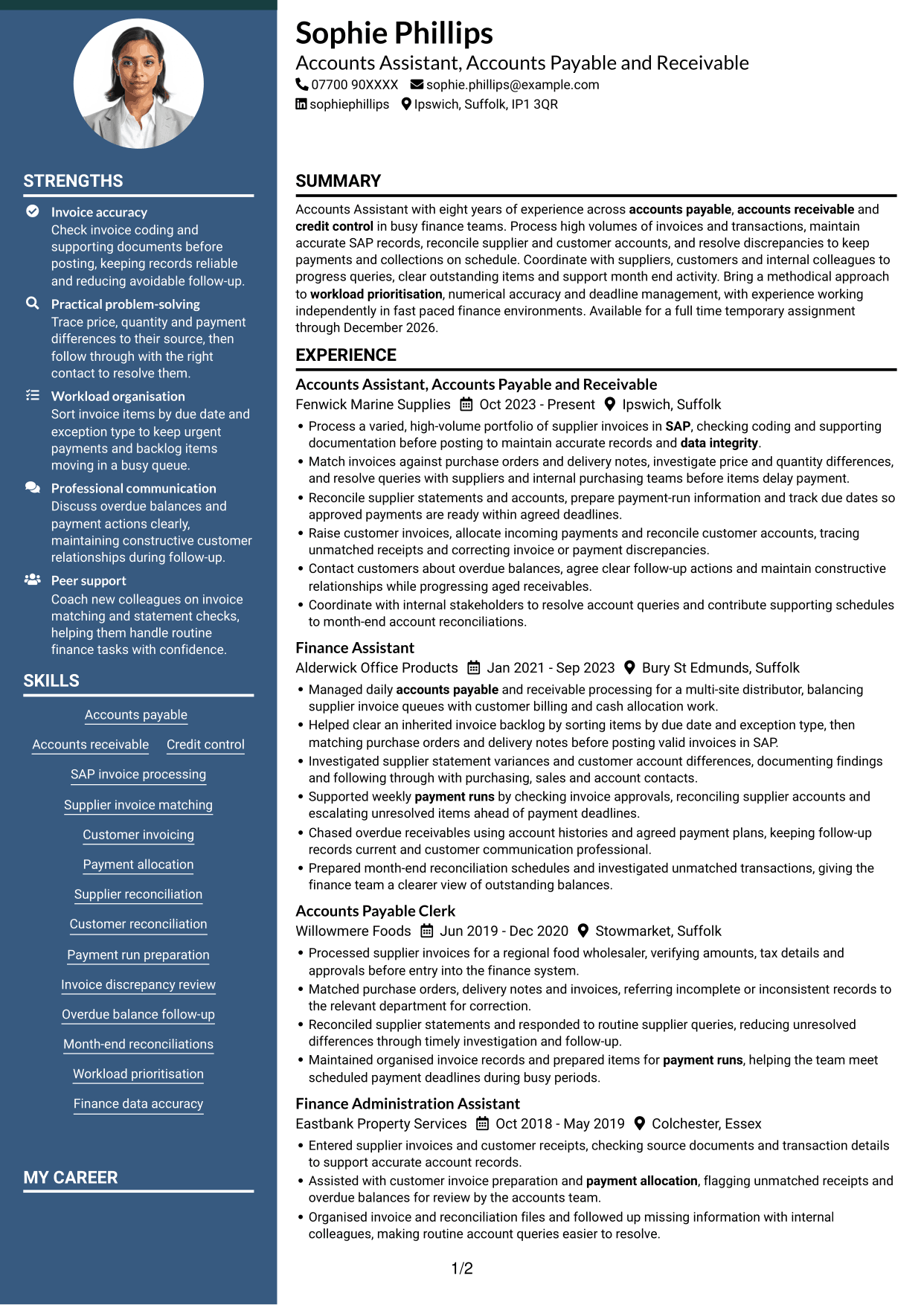 CV example — page 1