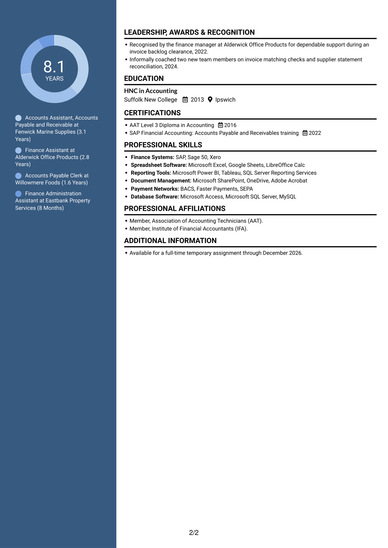 CV example — page 2