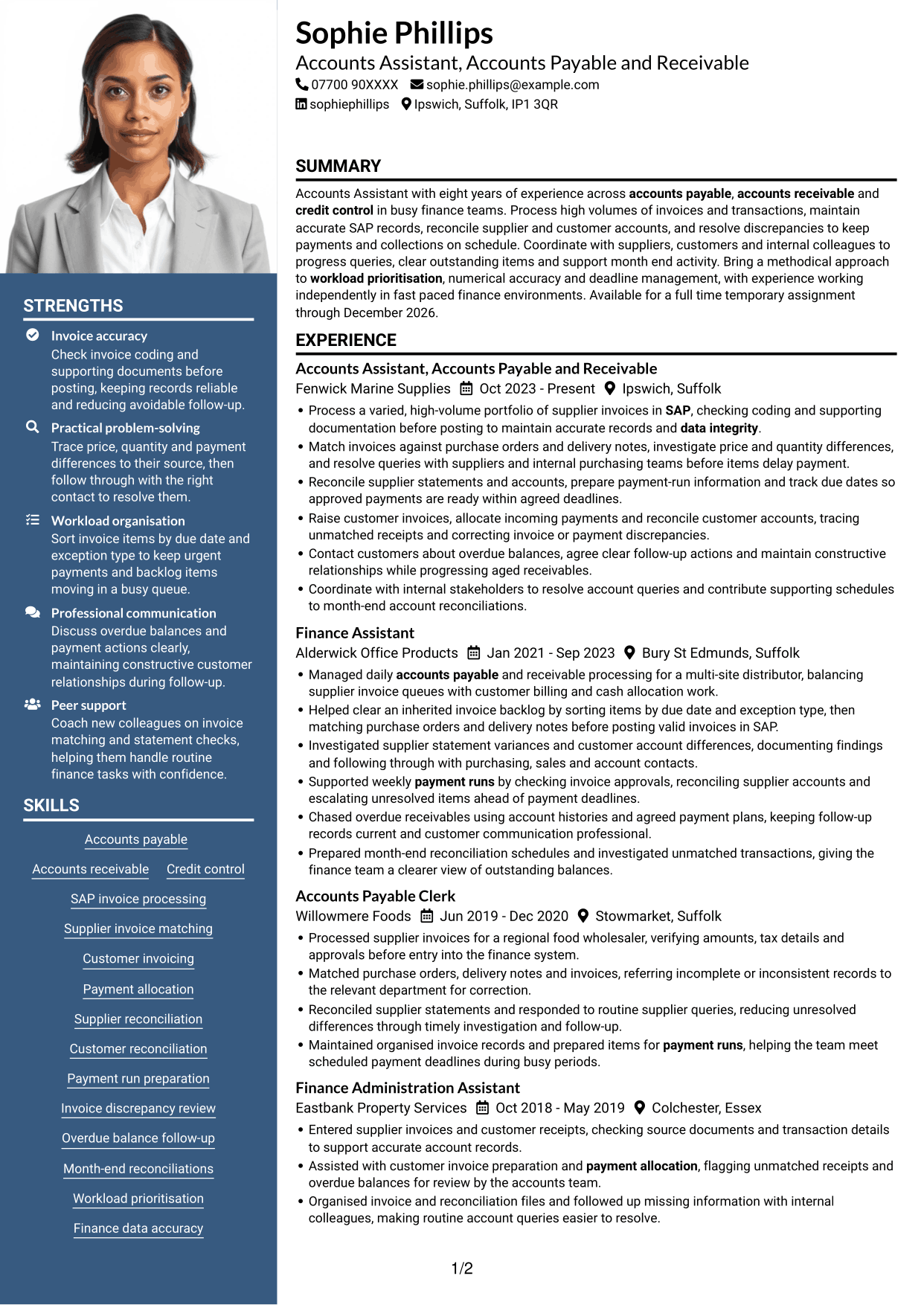 CV example — page 1
