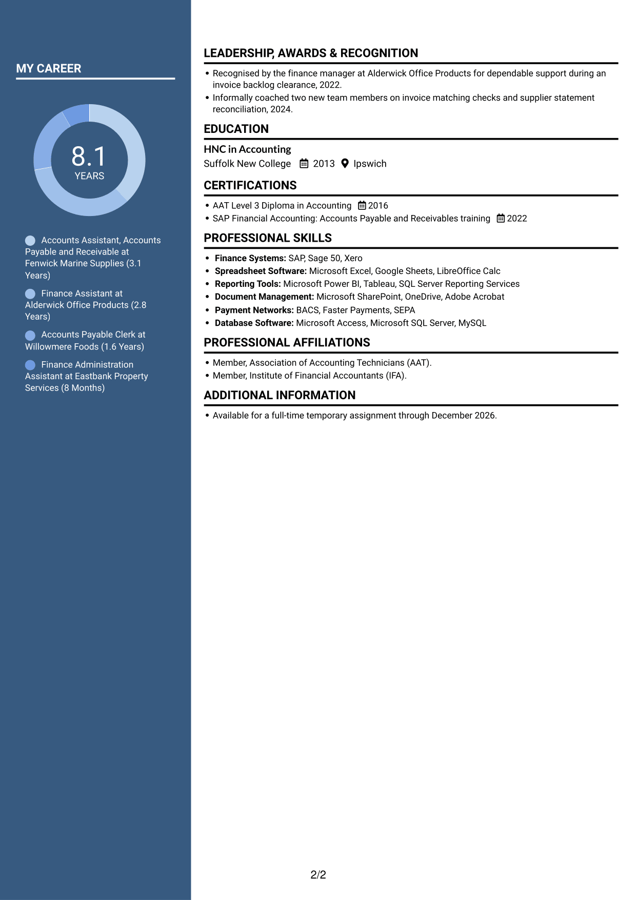 CV example — page 2