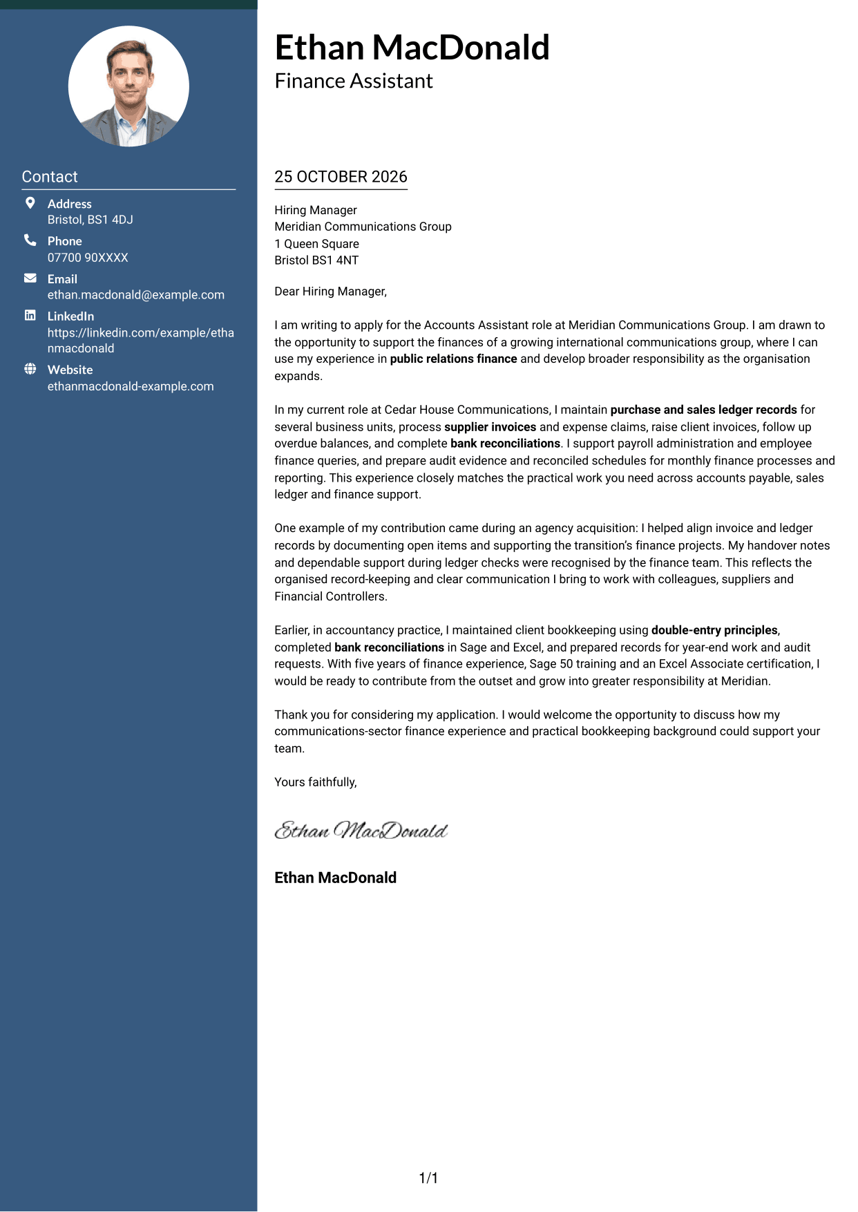Cover letter example — page 1