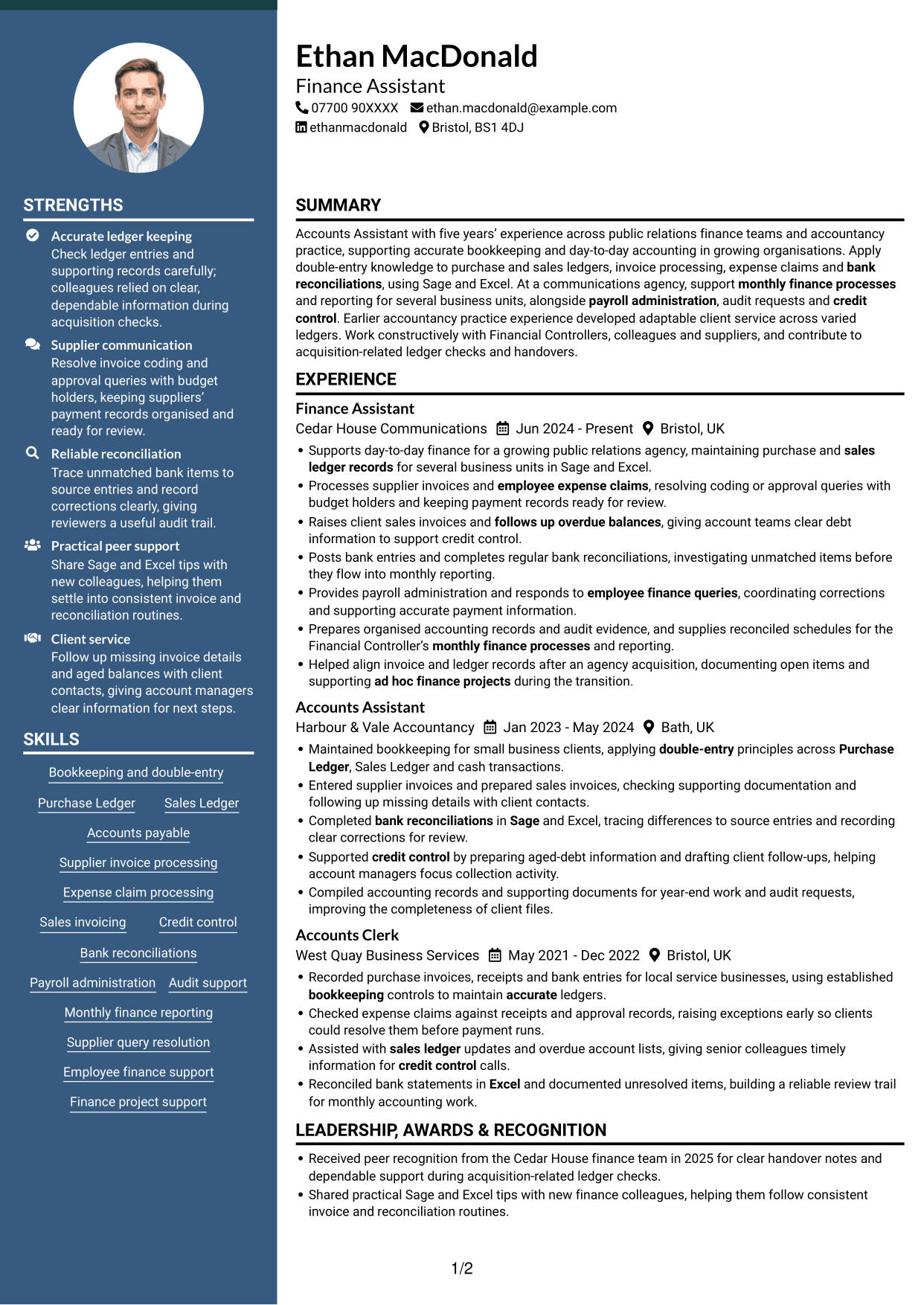 CV example — page 1