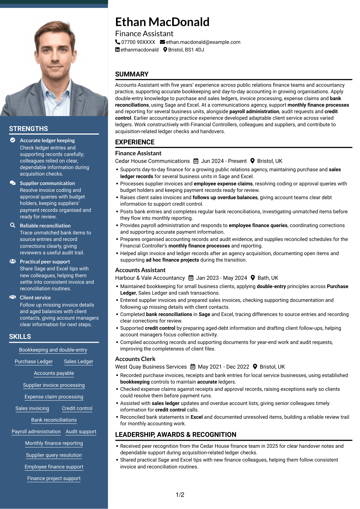 CV example — page 1