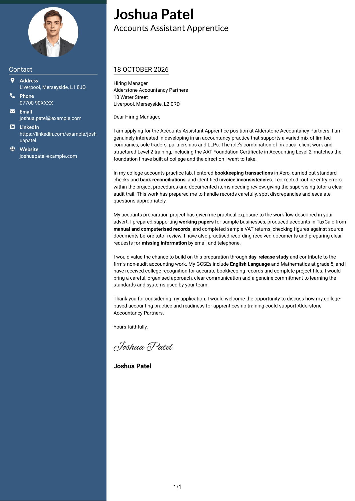 Cover letter example — page 1