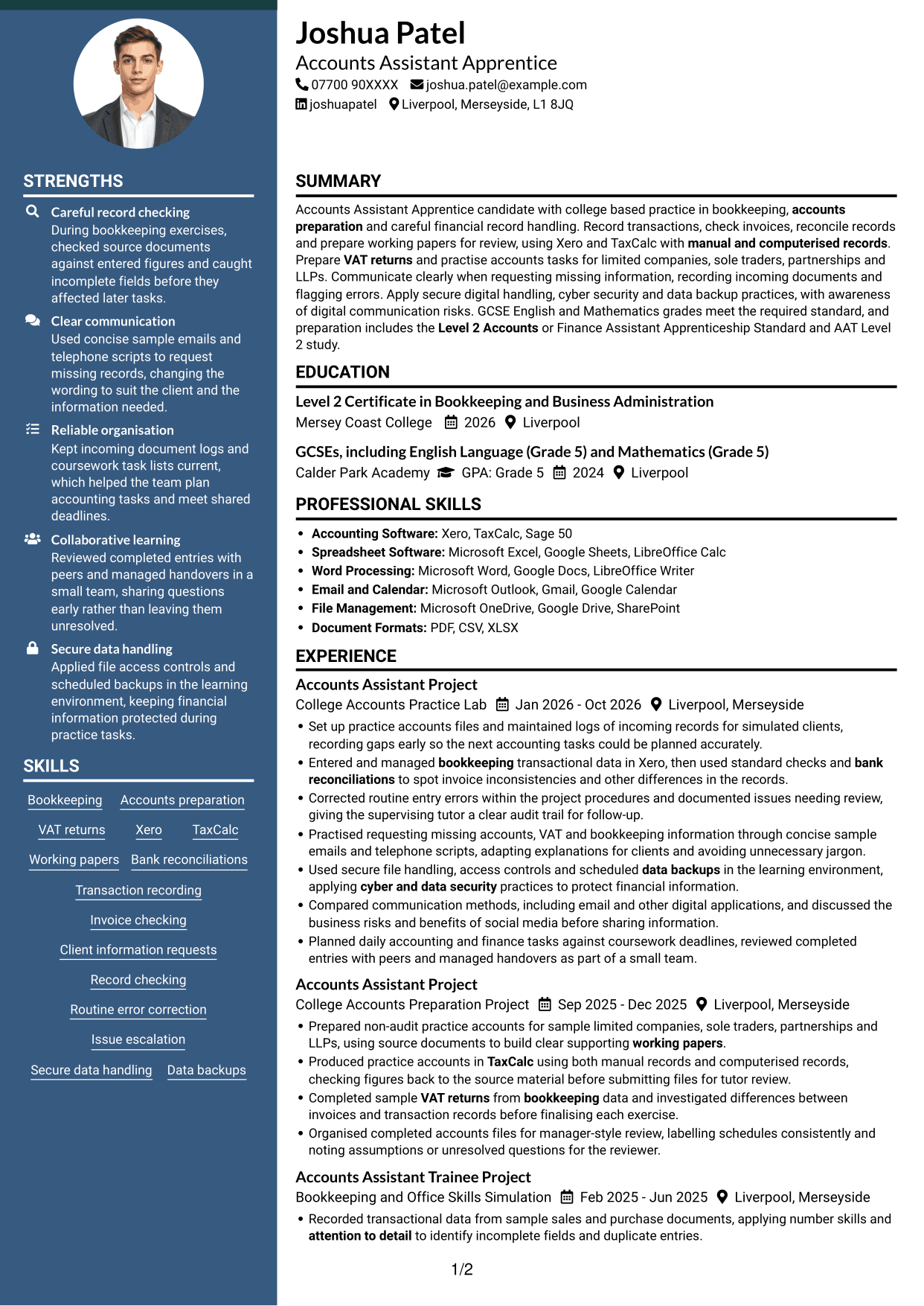 CV example — page 1