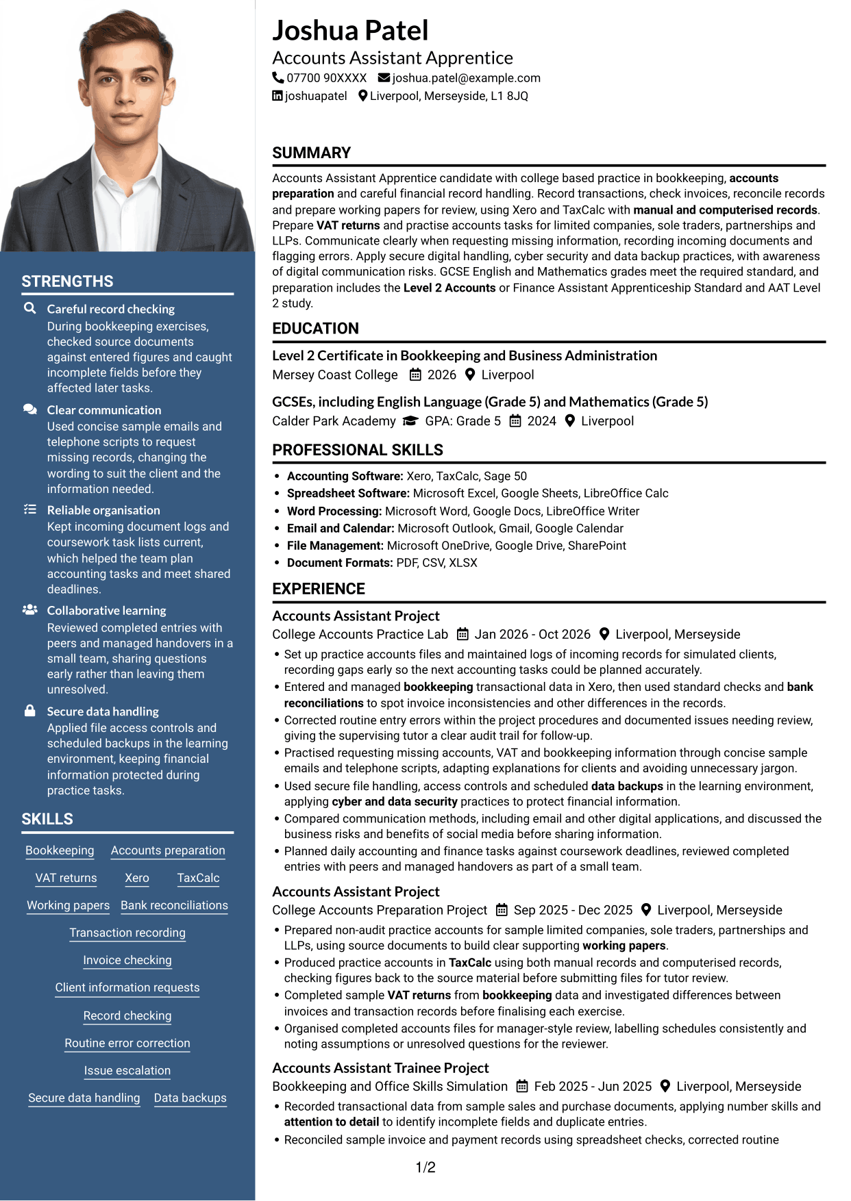 CV example — page 1
